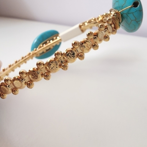 NEW Boho Turquoise Stone Golden Bangle Bracelet - Picture 6 of 6